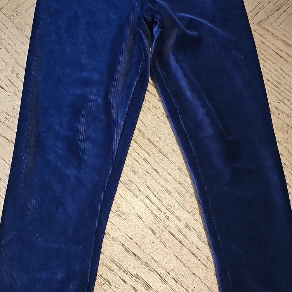 Girls Navy Blue Corduroy Suede Legging Size M - Picture 4 of 12